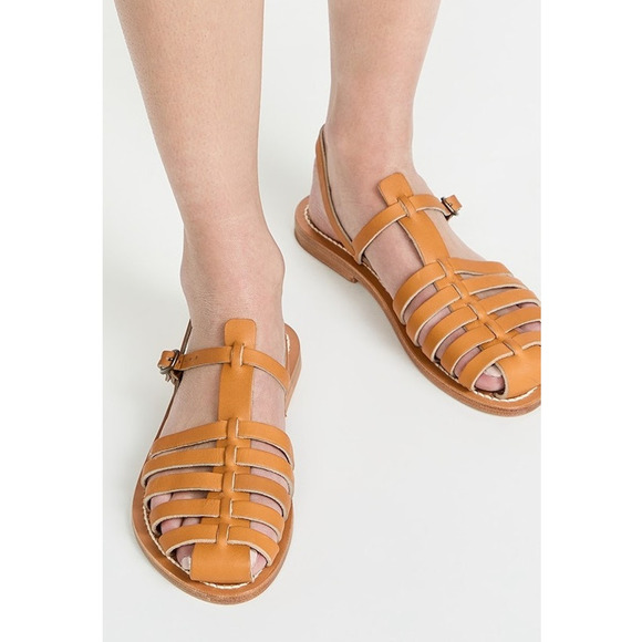 Jacques Adrien Caged Strappy Sandals Slingback Leather Fisherman French  37